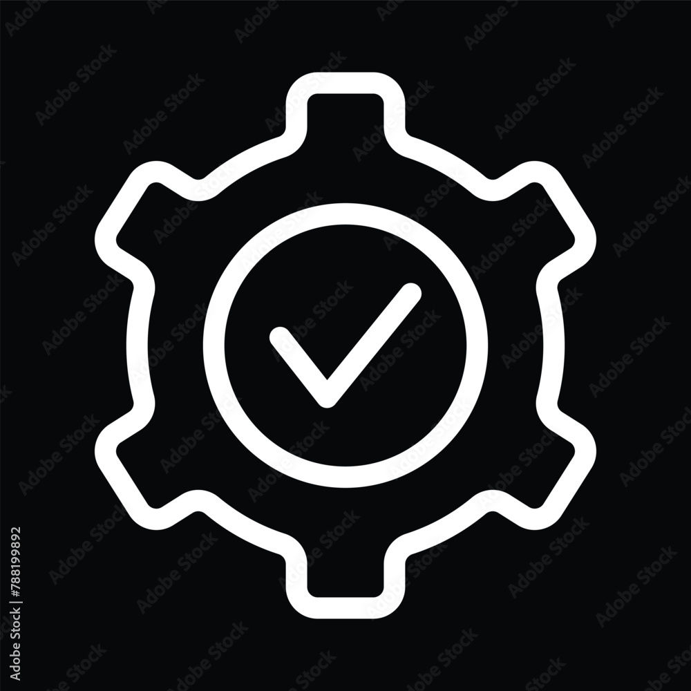cogwheel check icon vector outline cogwheel check icon vector outline