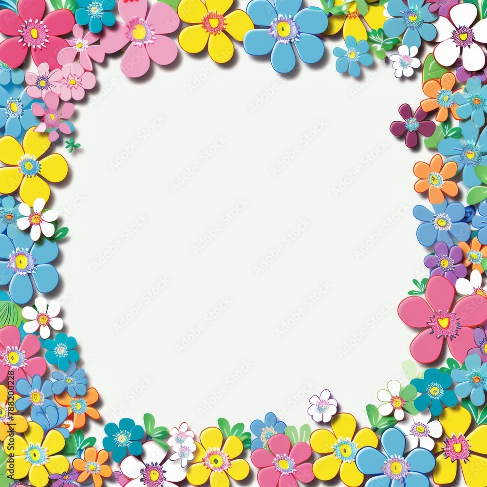Floral patterns around edges. Beautiful background with delicate plants blooming at edges on white backdrop. Horizontal border with pastel spring summer flowers Floral patterns around edges. Beautiful background with delicate plants blooming at edges on white backdrop. Horizontal border with pastel spring summer flowers