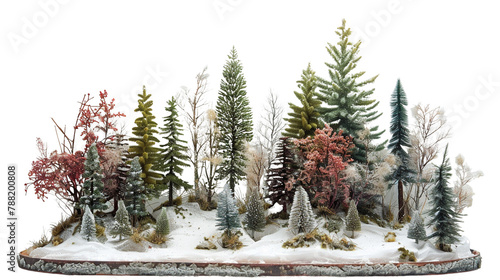 A pocket-sized forest, its miniature trees and foliage creating a striking contrast against a backdrop of pristine white.