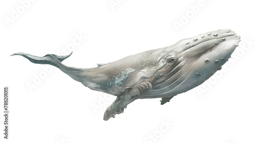 Whale sea animal png illustration sticker, transparent background photo