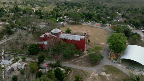 Aerial view of Mayan church in Sotuta, Yucatan, Mexico. photo