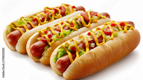 Set of delicious hot dogs, cut out