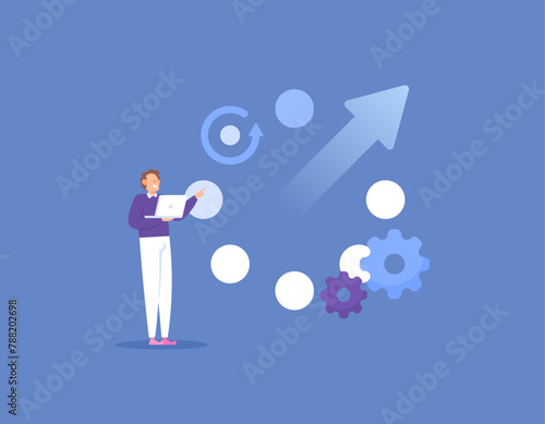 automatically updates. update the system or software automatically. process and development. developers or users update the operating system version to the latest version. illustration concept design