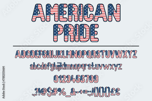 American Pride Color Font Set. Ideal for Banner Designs