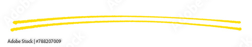 手書きの横長の二重線 - ラフに描いた2本の黄色いアンダーライン - シンプルでおしゃれなデザイン素材 photo