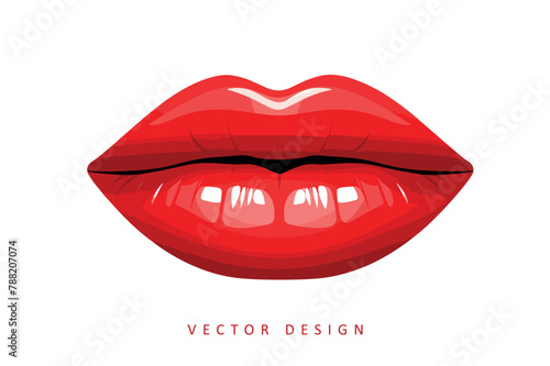 red female lips minimalist vector design isolated illustration