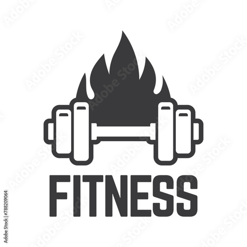Gym fitness barbell logo icon vector illustration.