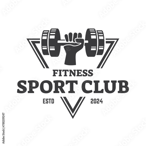 Gym fitness barbell logo icon vector illustration.