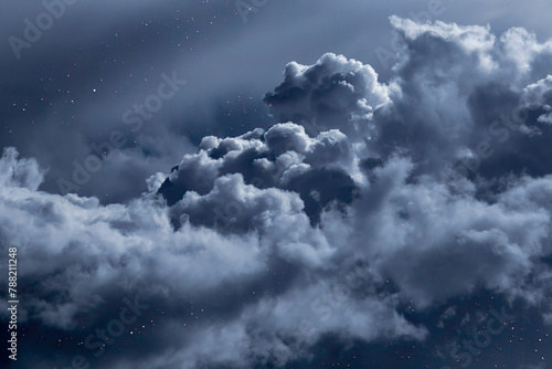 Cloudy night sky with stars