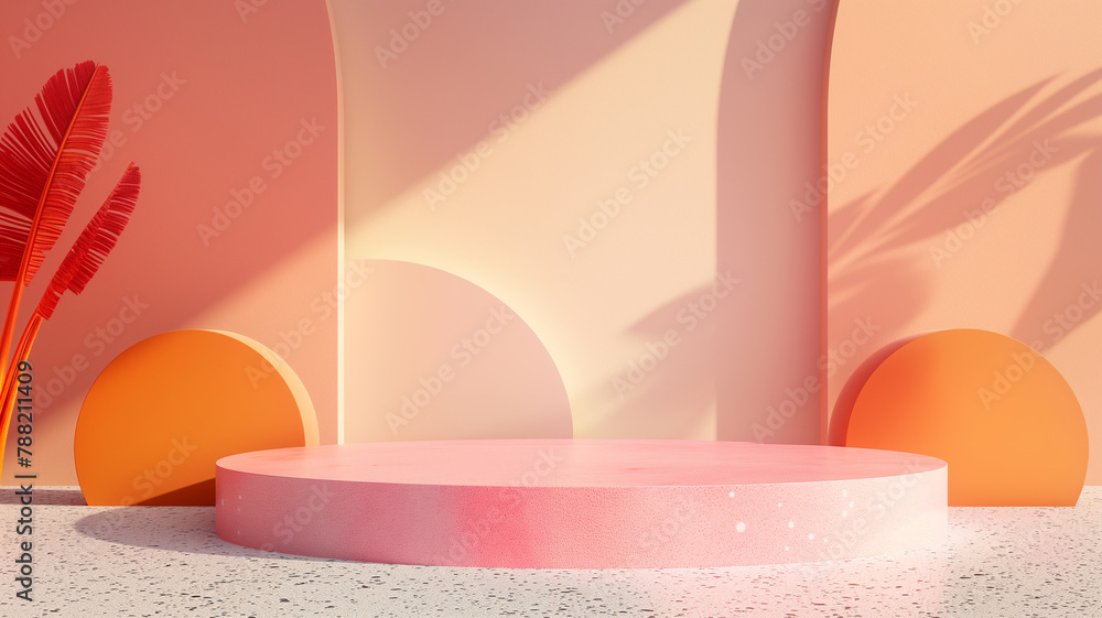 modern trendy color cylinder podiums with circular neon, Pastel empty room background. Abstract vector rendering 3D shape for product display. Minimal wall scene, Studio, room summer modern trendy color cylinder podiums with circular neon, Pastel empty room background. Abstract vector rendering 3D shape for product display. Minimal wall scene, Studio, room summer