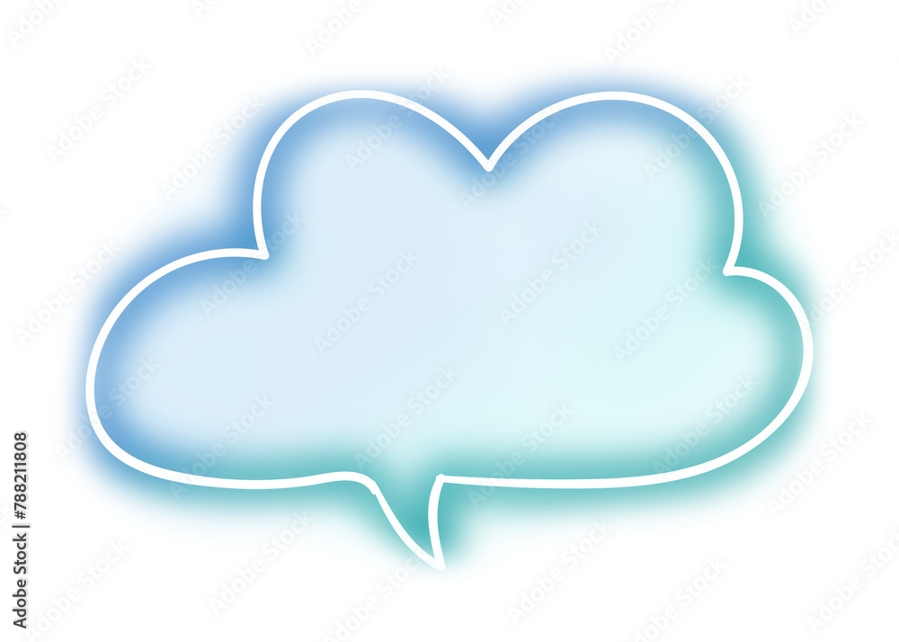 Blue neon cloud bubble design element Blue neon cloud bubble design element