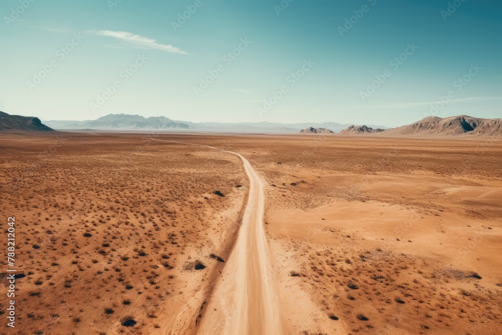 empty road in desert landscape on hot day