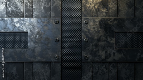 Black and Silver Wall With Metal Door
