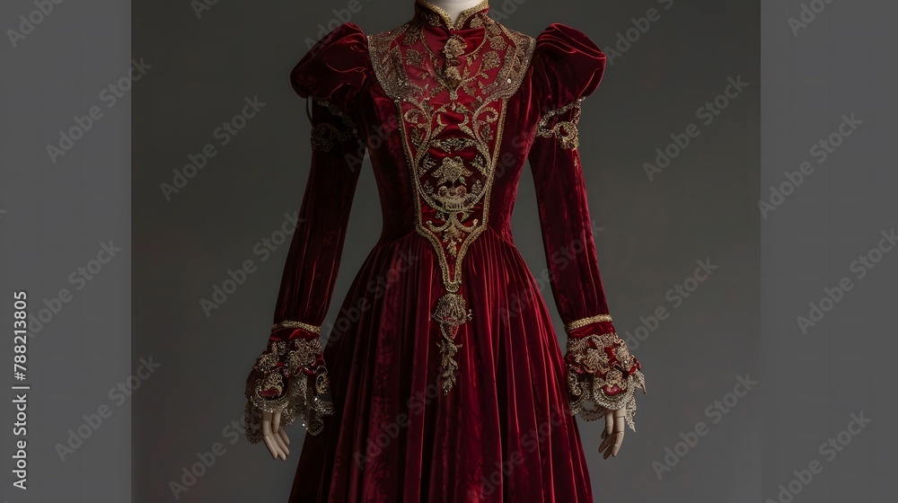 a Beautiful red Elegant Dress with Intricate Details