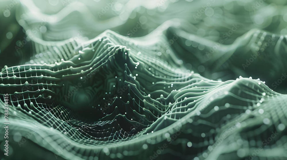 Abstract digital background. Space filled with polygons and dots. 3D wave Abstract digital background. Space filled with polygons and dots. 3D wave