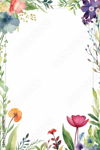 Botanical png frame, wildflower watercolor, fine art style, soft light , high resolution