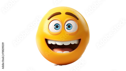 A lively emoji character, with animated features and dynamic expression, portrayed against an isolated white backdrop, enriching digital communication with its vibrant personality