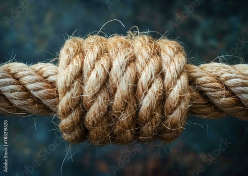 Close-up Detailed Texture of a Twisted Manila Rope Knot