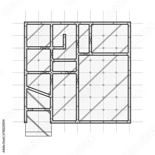 家の基礎の基礎伏図のイラスト