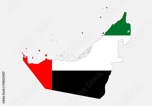 Mapa y bandera de los Emiratos Árabes Unidos