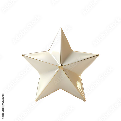 A commercial advertising image gold star icon in white   3d  centered on a pristine white background