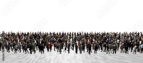 Diverse crowd of people standing on transparent background photo