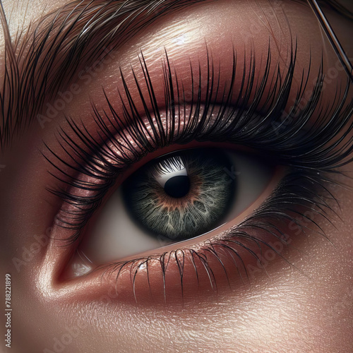 Beautiful woman eye closeup macro - Generative AI
