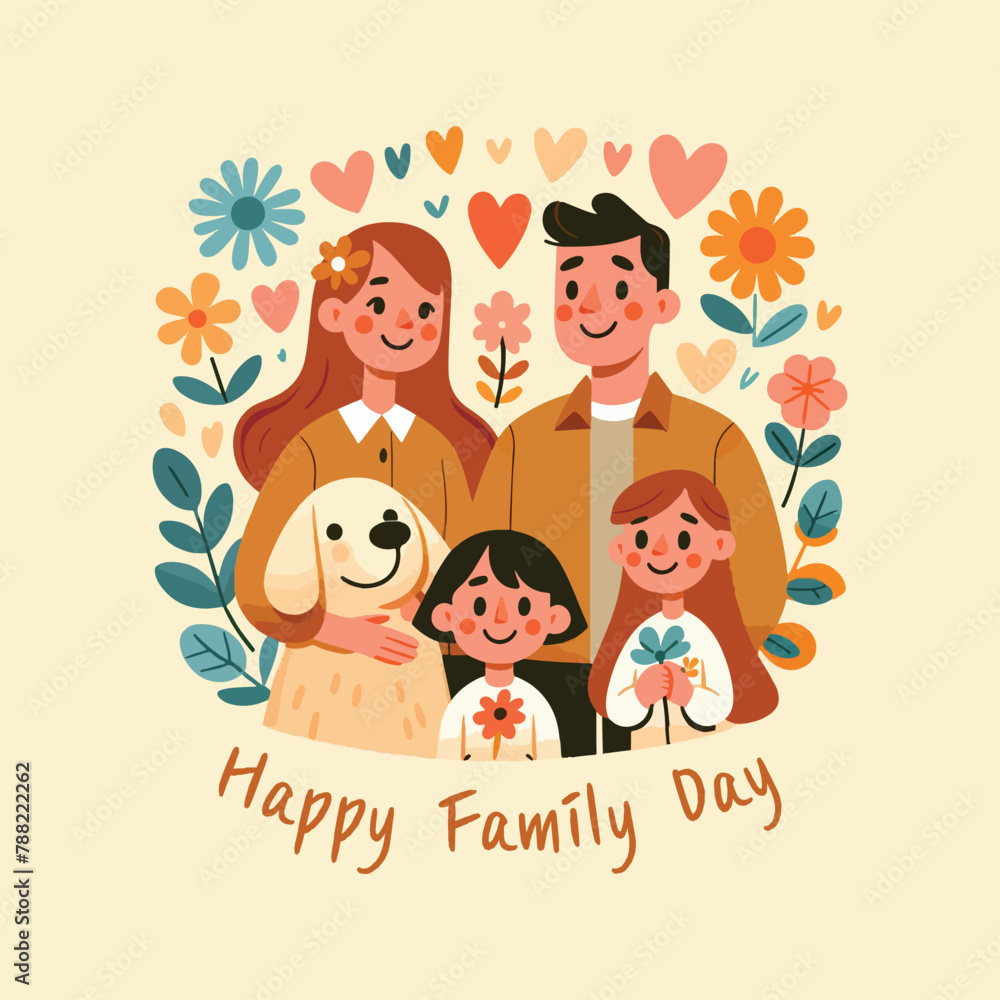 vector happy family day illustration flat design vector happy family day illustration flat design