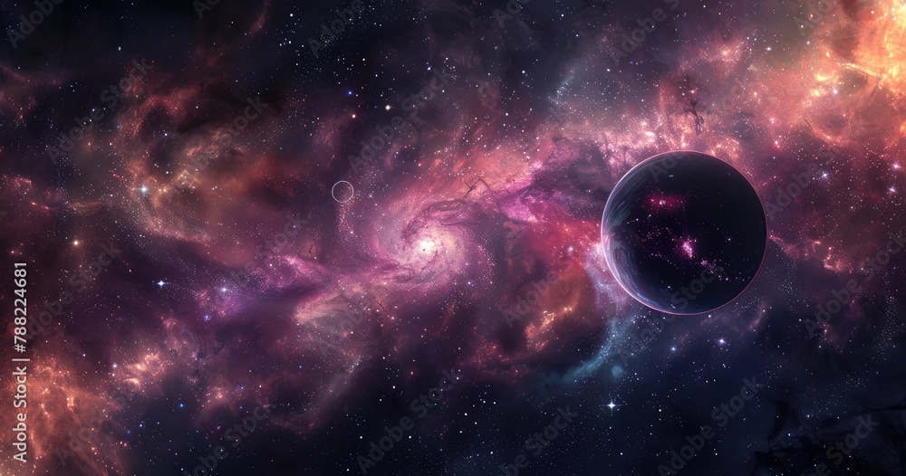 Orbital Eclipse in a Colorful Nebula
