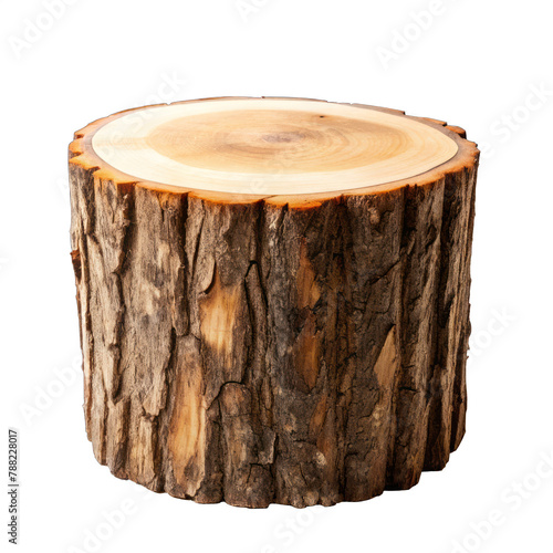 cut tree stump, tree truck isolated on transparent background