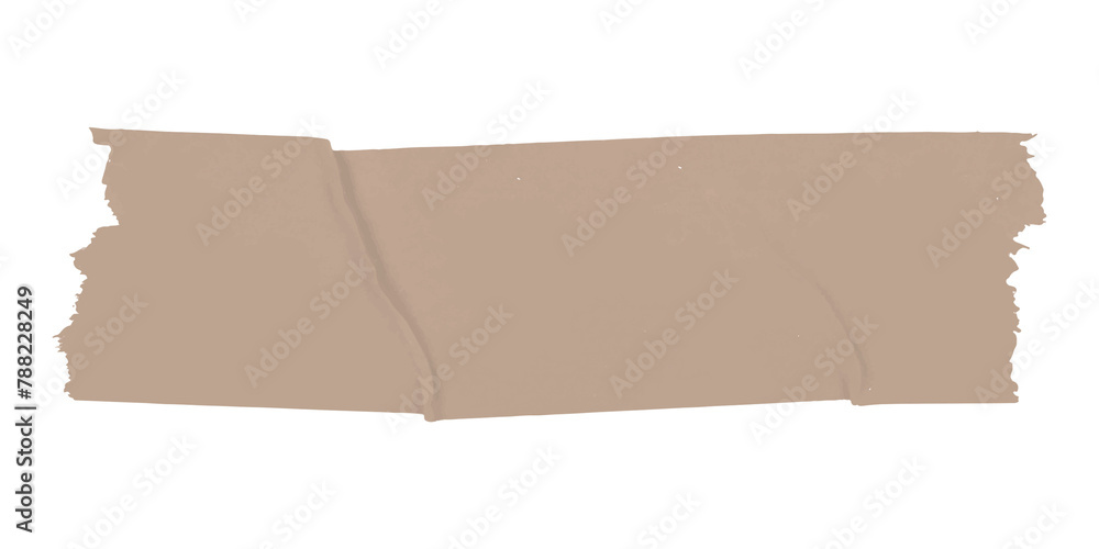 Brown png washi tape clipart, cute stationery on transparent background