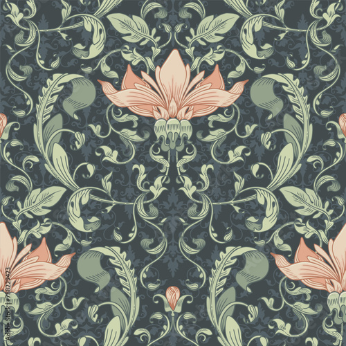 Floral ornament. Seamless floral pattern. Classic background.
