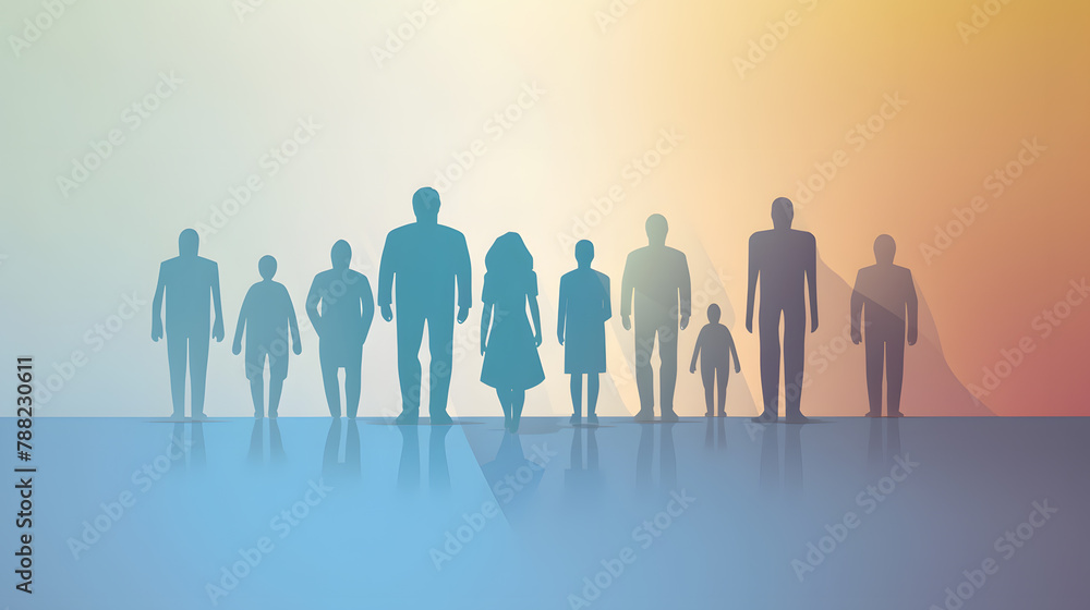 A group of diverse people in various colours, each representing different paper cut-out figures A group of diverse people in various colours, each representing different paper cut-out figures
