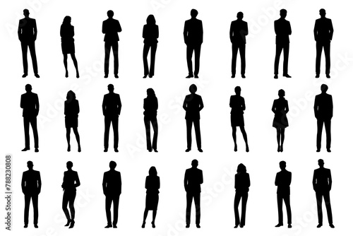 Business people png silhouette, standing gesture set