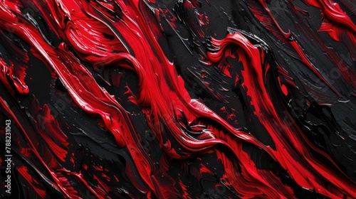 Abstract Red and Black Swirling Paint Texture for Background