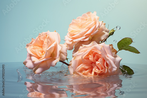 Illustration of pink roses in water photo