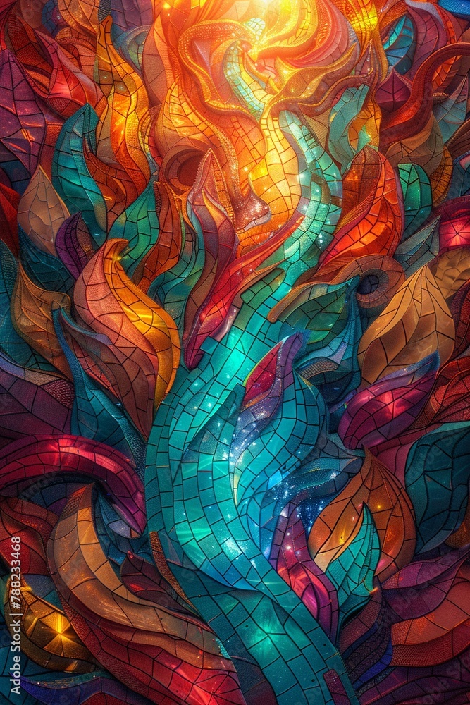 Neon fractals, vibrant energy, detailed patterns, electric colors for dynamic background