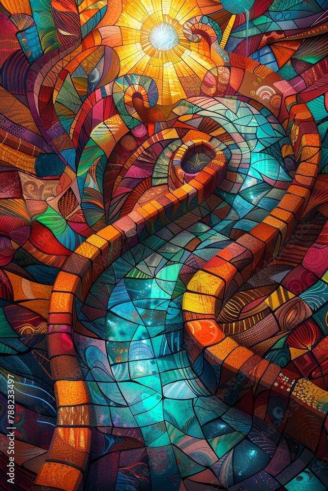 Obraz premium Neon fractals, vibrant energy, detailed patterns, electric colors for dynamic background