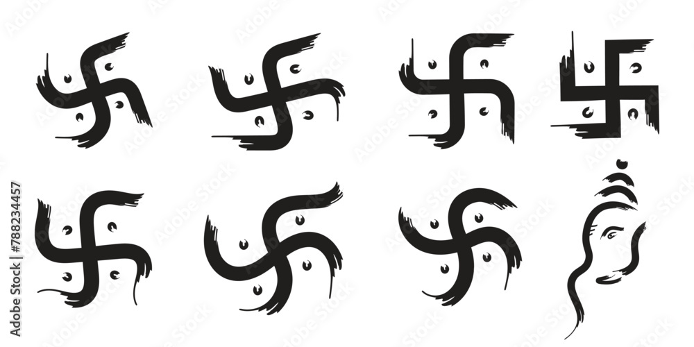 Collection of Swastika with Lord Ganpati vectors illustration Collection of Swastika with Lord Ganpati vectors illustration