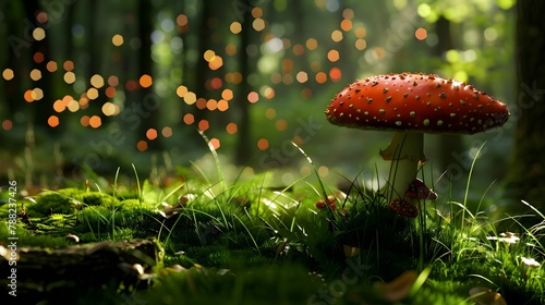 Magic mushroom in the forest photo