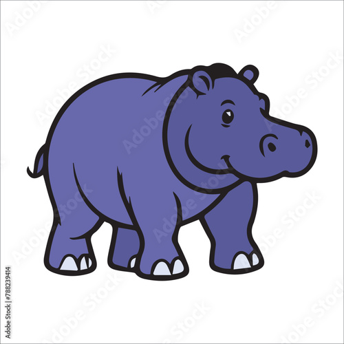 hippo Line  filled illustration can be used for logos © world