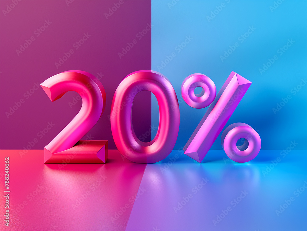 Beautiful 3D number 20% on a gradient background Beautiful 3D number 20% on a gradient background