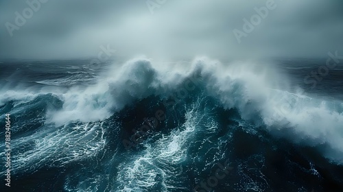 Stormy Seascape: The Rhythm of Ocean's Roar. Concept Seascape Photography, Ocean Storms, Nature's Power, Coastal Landscapes, Moody Weather