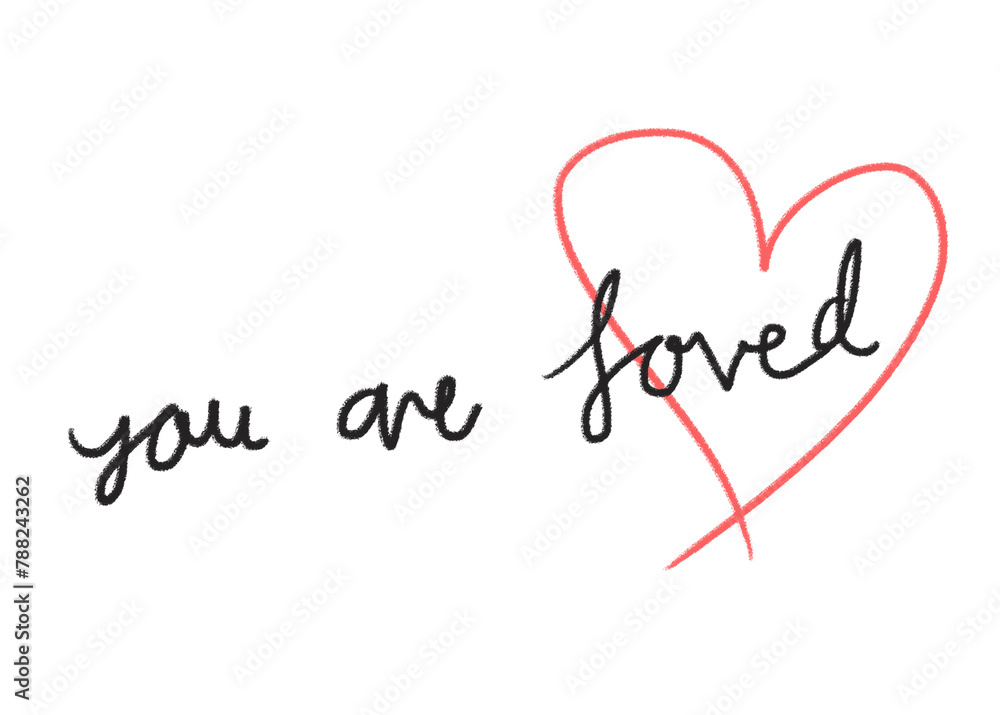 You are loved png quote sticker, cute typography, transparent background