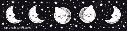 Dreamy Celestial Friends: Moon Phases and Stars - Generative AI