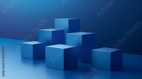 3d blue cubes