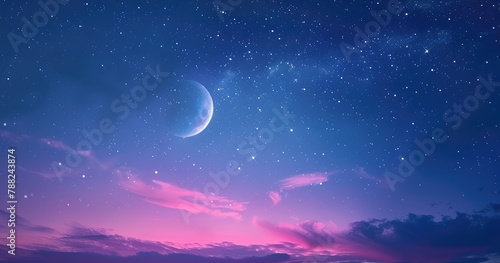 Crescent Moon Adorning the Twilight Sky 