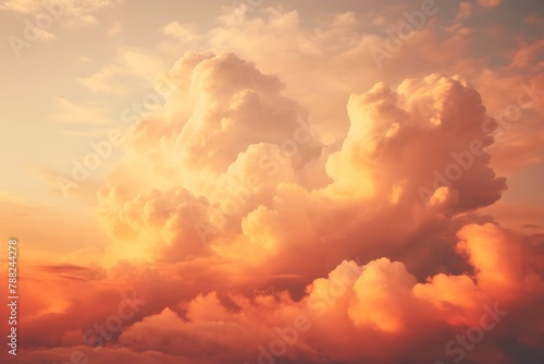 Orange Sunset sky with clouds, wallpaper background, lofi aesthetic vibe  © Mockup Lab