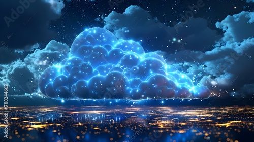 Exploring Cloud Tech: A Symphony of Data in the Digital Sky. Concept Cloud Computing, Data Management, Digital Innovation, Technology Trends, IT Infrastructure