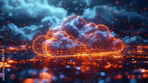 Digital Cloud Data Hub: Minimalist, High-Speed Connectivity. Concept Cloud Computing, Data Management, High-Speed Connectivity, Minimalist Interface